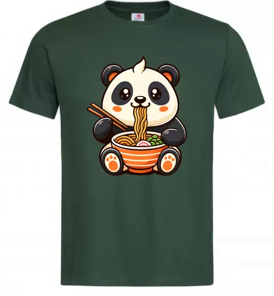 Мужская футболка Панда рамен Темно-зеленый фото