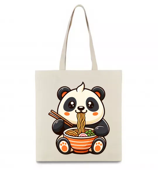 Эко-сумка Панда рамен Бежевый фото