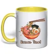 Чашка з кольоровою ручкою Ramen time Лимонний фото