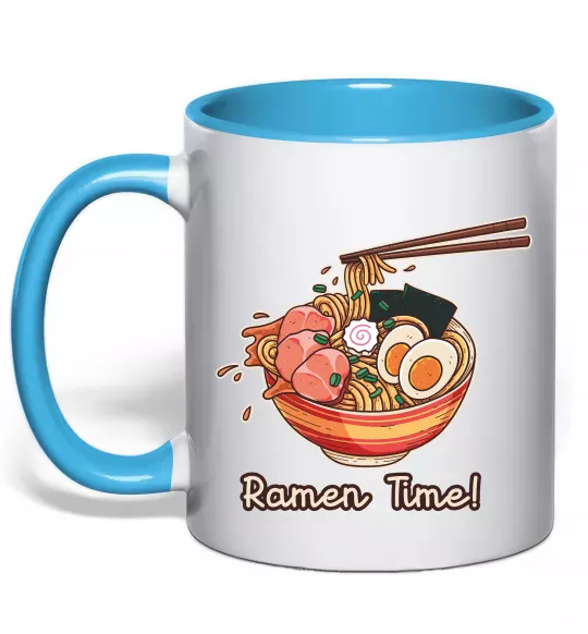 Чашка с цветной ручкой Ramen time Голубой фото