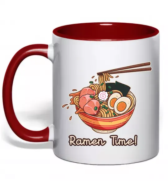 Чашка с цветной ручкой Ramen time Красный фото