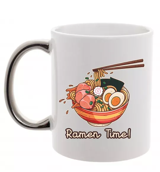 Чашка с цветной ручкой Ramen time Серебро фото