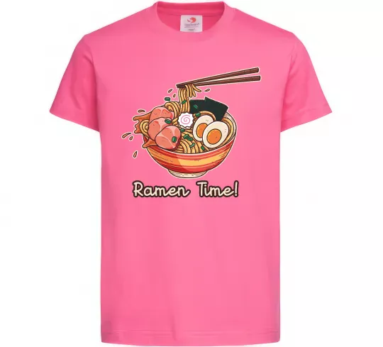 Дитяча футболка Ramen time Яскраво-рожевий фото