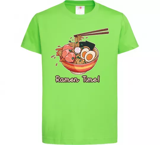 Дитяча футболка Ramen time Лаймовий фото