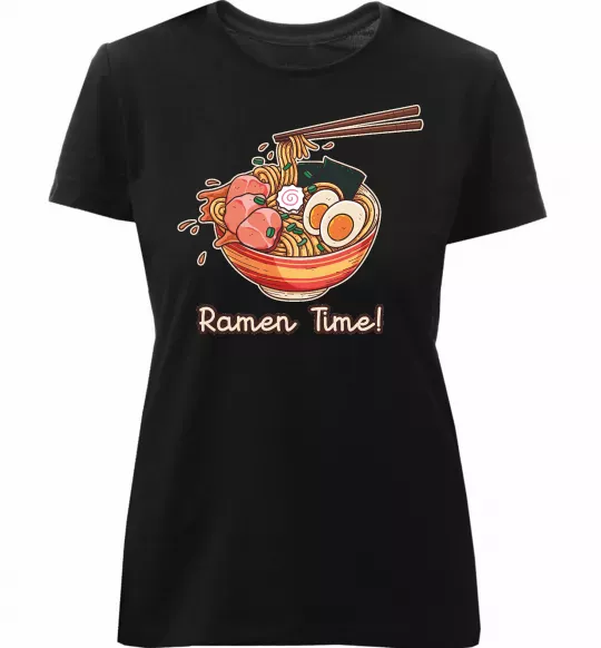 Женская премиум футболка Ramen time Черный фото