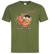 Мужская футболка Ramen time Оливковый фото