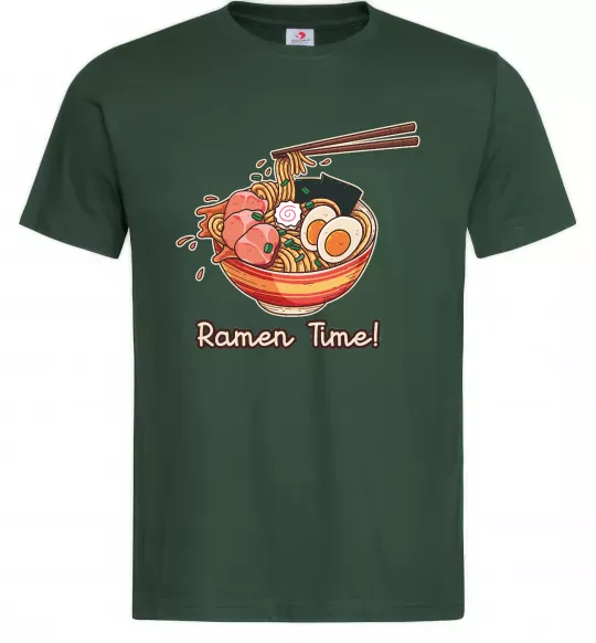 Мужская футболка Ramen time Темно-зеленый фото