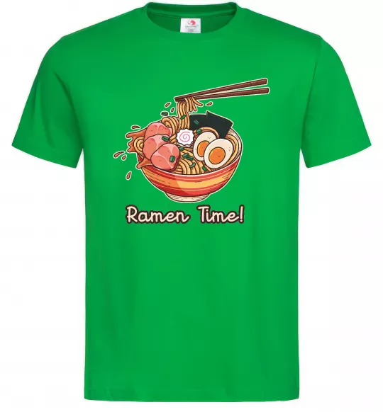 Мужская футболка Ramen time Зеленый фото