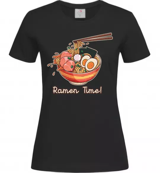 Жіноча футболка Ramen time Чорний фото