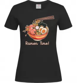 Женская футболка Ramen time Черный фото