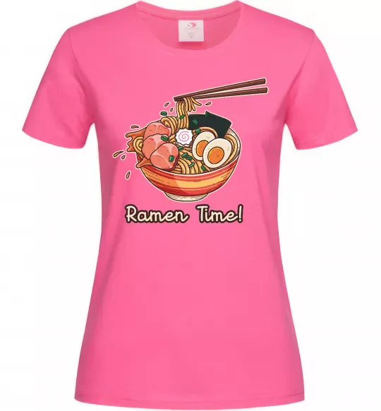 Жіноча футболка Ramen time Яскраво-рожевий фото