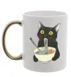 Чашка с цветной ручкой Ramen cat Золото фото