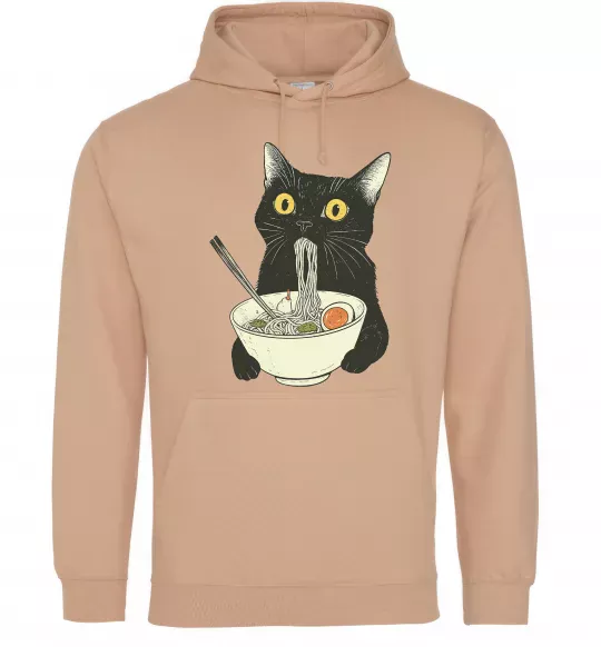 Чоловіча толстовка (худі) Ramen cat Пісочний фото