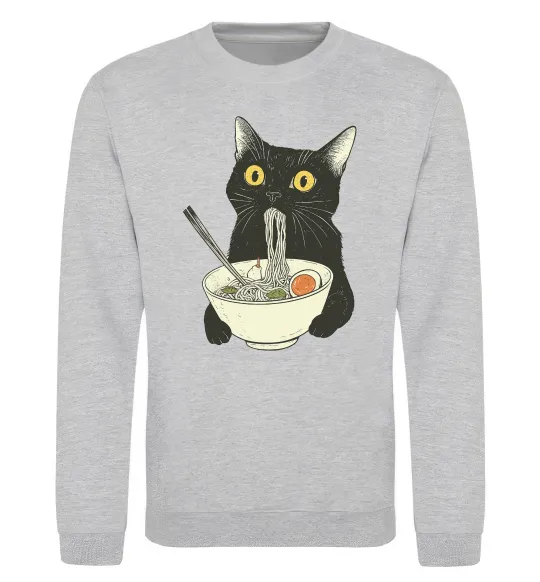 Свитшот Ramen cat Серый меланж фото