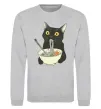 Свитшот Ramen cat Серый меланж фото