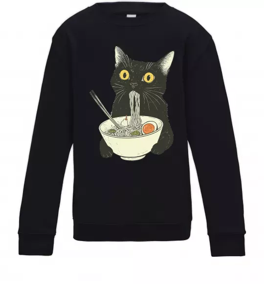 Дитячий світшот Ramen cat Чорний фото