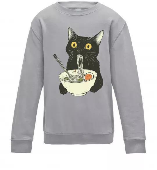 Дитячий світшот Ramen cat Сірий меланж фото