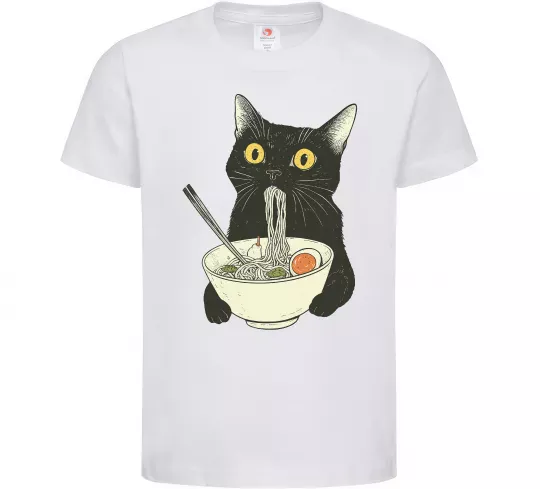 Детская футболка Ramen cat Белый фото