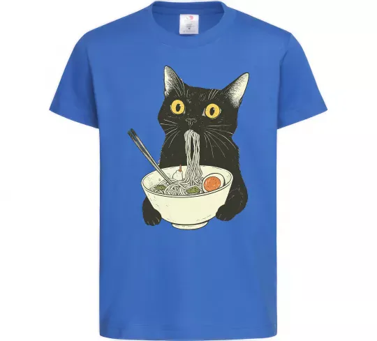 Детская футболка Ramen cat Ярко-синий фото