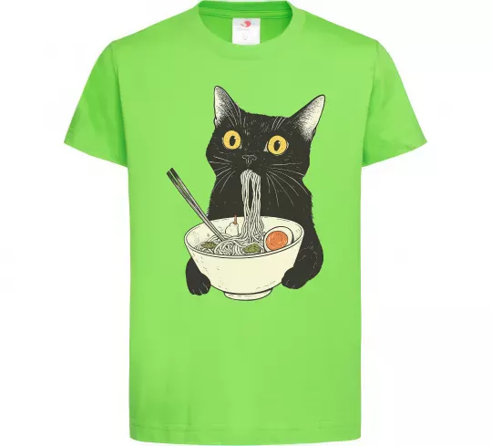 Детская футболка Ramen cat Лаймовый фото