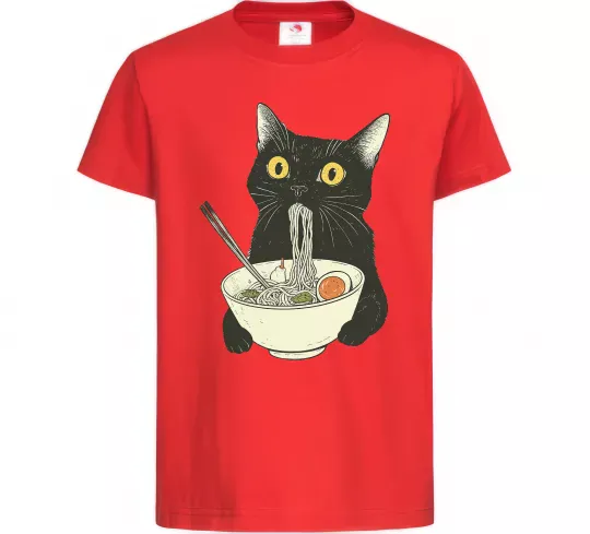 Детская футболка Ramen cat Красный фото