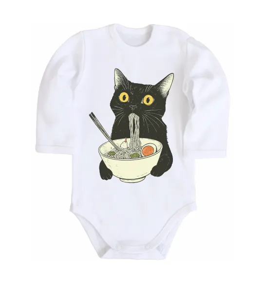 Дитячий бодік Ramen cat Білий фото