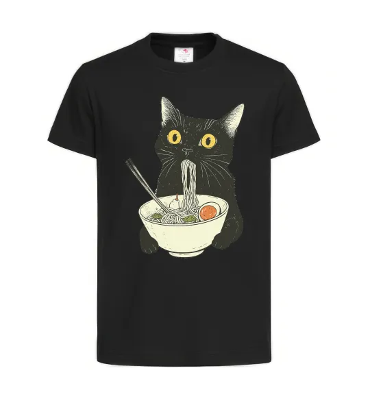 Детская футболка Ramen cat Черный фото