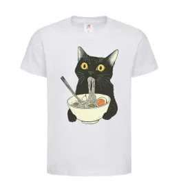 Детская футболка Ramen cat Белый фото