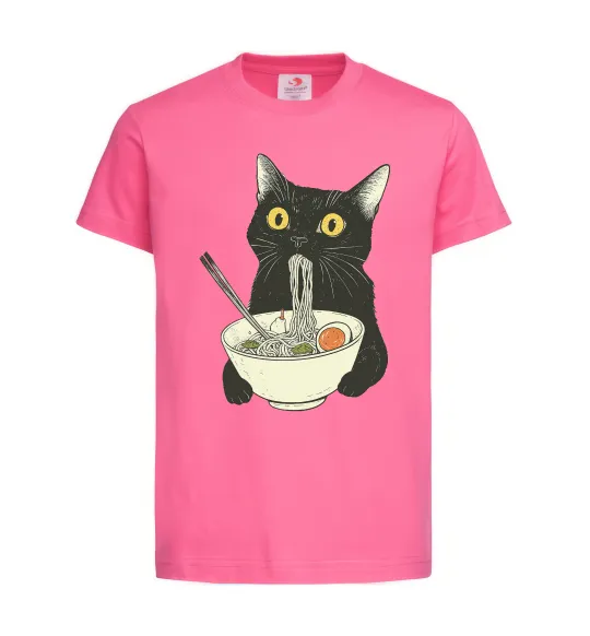 Детская футболка Ramen cat Ярко-розовый фото