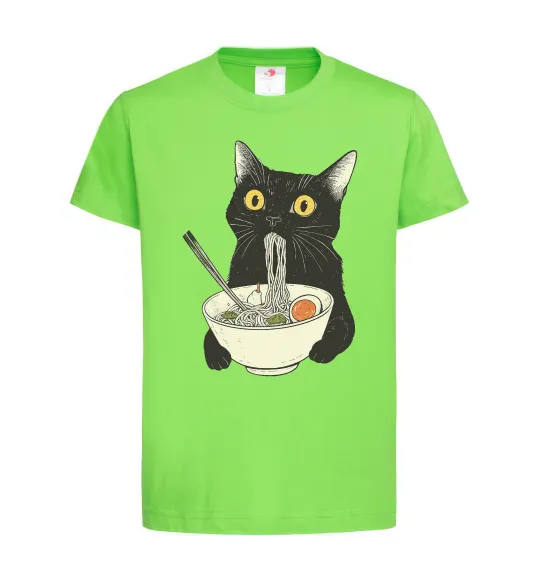 Детская футболка Ramen cat Лаймовый фото