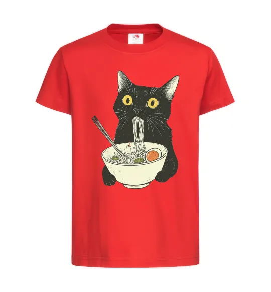 Детская футболка Ramen cat Красный фото