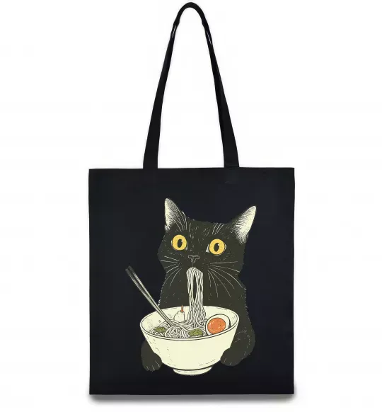 Эко-сумка Ramen cat Черный фото