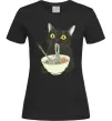 Женская футболка Ramen cat Черный фото