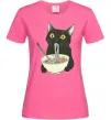 Женская футболка Ramen cat Ярко-розовый фото