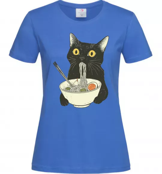 Женская футболка Ramen cat Ярко-синий фото