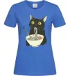 Женская футболка Ramen cat Ярко-синий фото