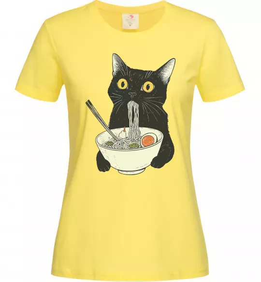 Женская футболка Ramen cat Лимонный фото
