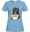 Женская футболка Ramen cat Голубой фото