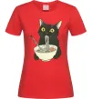 Женская футболка Ramen cat Красный фото