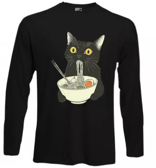 Лонгслив Ramen cat Черный фото