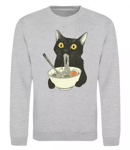 Свитшот Ramen cat Серый меланж фото