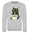 Свитшот Ramen cat Серый меланж фото