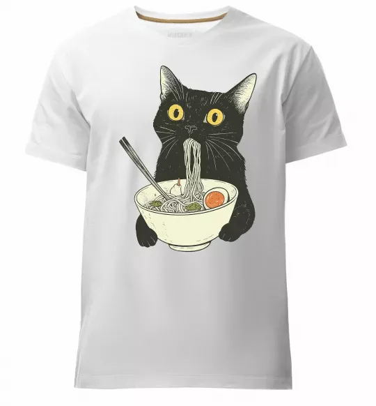Чоловіча преміум футболка Ramen cat Білий фото