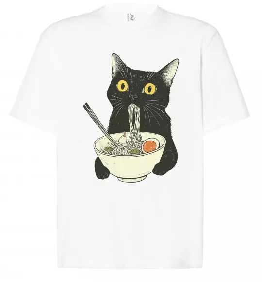 Футболка Оверсайз Ramen cat Белый фото