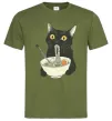 Мужская футболка Ramen cat Оливковый фото