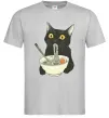 Мужская футболка Ramen cat Серый фото
