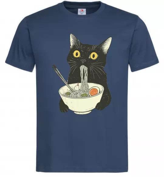Мужская футболка Ramen cat Темно-синий фото