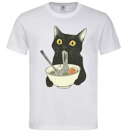 Мужская футболка Ramen cat Белый фото
