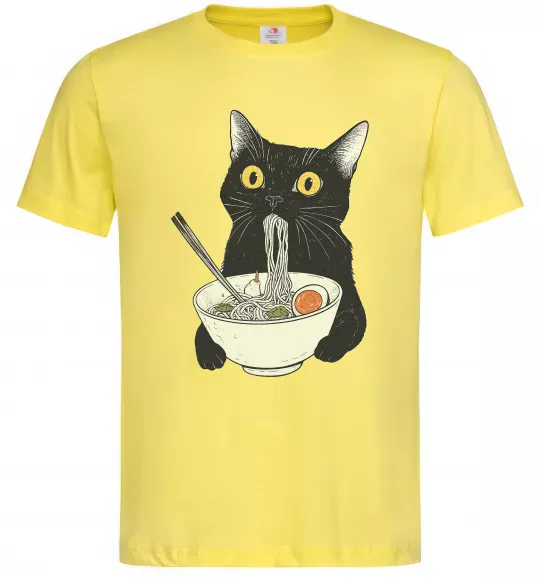 Мужская футболка Ramen cat Лимонный фото