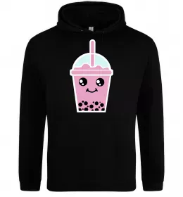 Мужская толстовка (худи) Pink boba tea Черный фото